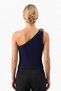 Premium - Tide Collection |   Brown One-Shoulder Women's Crop Blouse with Floral Accessories and Wrinkled Texture - 6