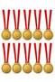 10Pcs Blank Medal Gold Color with Red White Lanyard Award Medal School Sports Competition Activity Medal
