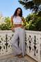 Debra modal blend ribbed knit flowy pajama bottoms - grey melange