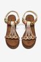 Women's Beige High-Heeled Sandals with Scarf Detail and Stones - 5