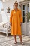 Orange Shirt Collar Long Sleeve Buttoned Hidden Pocket Embroidered Casual Cotton Woven Dress 116 60 - 5