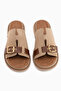 Gretha Beige Suede Buckle Women's Slippers - 5