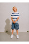 Boys Striped T-Shirt and Cargo Jean Shorts Set - 5