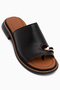 Johny Genuine Leather Black Flip Flops for Women