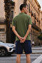 Men's Basic Loose Khaki Polo Neck T-Shirt - 6