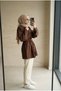Women's Wide Cuff Sleeves Poplin Shirt with Lace Detail - 4