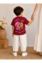 Unisex Woven Gabardine Trousers with Front and Back Text Print T-Shirt Top and Bottom Set - 6