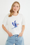 Stoned Bird Printed Crew Neck Casual T-Shirt - 2