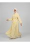 Hijab Dress with Ruffle Detail, Elastic Waist, Modal Fabric, Flight-Ready Comfortable Cut, Summer Maxi Dress, Yellow - 2