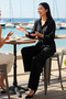 Women's Modal Fabric Shirt Collar Double Pockets Belted Waist Double Suit Long Sleeve Daily Casual Modern Stylish - 3