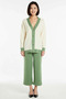 Women's Plus Size V-Neck Buttoned Cardigan Wide-Leg Pants Knitwear Set Pique Textured Comfortable Casual - 4