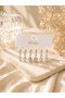 Zircon Stone Heart Dangle Hoop Earring Set – Sparkling and Elegant Women's Earring Combination - 2
