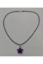 Natural Stone Amethyst Black String Star Shaped Necklace - 2
