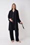 Aylam Lingerie Shirt Collar Front Buttoned Inter-Bias Ribbed 3-Piece Pajama Set with Robe - 3