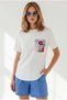 Women's White Cotton T-Shirt with Pocket Detail Tsh-19001009 - 4