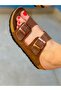 Stella Brown Double Buckle Daily Flat Sole Women's Slippers - 6