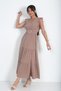 Women's V-Neck Ruffled Modal Midi Dress with Gipeli Buckle Detail at the Waist - 2