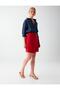 Red Mini Skirt with Metal Accessory Detail - 3