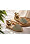 Women's Stoned Straw Espadrille Sandals with Ankle Strap Ballerinas - 5