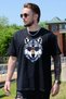 Cool Colorful Wolf Printed T-Shirt, 100% Cotton Unisex Oversized Cotton Black T-Shirt, Crew Neck T-Shirt - 2