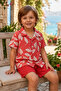Boy's Leaf Patterned Shorts Set – Wrinkled Fabric 3-9 Years I Holiday Combination I Comfortable Fit I Boy's Set - 2