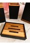 4-Piece Arow Brand Black Bathroom Set with Bamboo Details - 3
