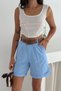 Women's High Waist Belted Linen Look Shorts Relaxed Fit Summer Shorts - 2