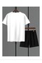 T-Shirt Shorts - T-Shirt with Shorts, Printed Crew Neck Top and Bottom Set - 2