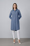 Graz Comfortable Fit Hidden Button Long Sleeve Terikoton Long Women's Shirt & Hijab Shirt - Indigo - 3