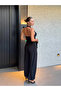 Black Halter Neck Gathered Side Blouse and Pants Set - 1997 - 4