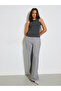 Grey Solid Basic Ribbed Casual Tank - 2