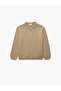 Zipper Detailed Long Sleeve Polo Collar Knitwear School Sweater - 2