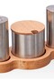 3 Piece Menanj Salt and Pepper Shaker Set with Wooden Stand Ik132 - 3