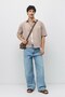 Embroidered Striped Boxy Fit Shirt Mink - 5
