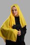 Yellow Wedding Prayer Hijab Scarf with Cut Fiber Beads and Lacing 202213_59