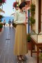 Women's Maxi A-Line Skirt Tie Waist Pleated Woven Fabric Unlined Comfortable Casual Style Modern Stylish - 2