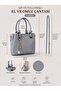 Women's Tote Bag Pastel Blue Multi-Compartment Hand and Shoulder Bag with Charm Accessories - 3