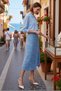 Women Midi Length High Waist A-Line Viscose Skirt Floral Pattern Slit Relaxed Cut Casual Modern Stylish - 2