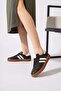 Kalesna genuine leather women's sneakers with side stripes - black