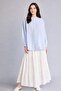 Relax Fit Crew Neck Seersucker Textured Long Sleeve Light Blue Tunic D4145Ax26Sm - 2