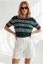 Women's Emerald Green Flowy Cosmos Viscose Knitwear Blouse Blz-19003361 - 4