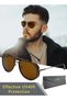 Mens Aviator Sunglasses UV400 Protection Sun Glasses Fashion Anti-Glare Alloy Frame for Driving Fishing Traveling Brown Lens - 2