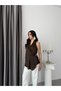Brown double-breasted blouse with buckle detail and halter neck - 2