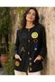 Black Color Boho Art Special Design Hand Knitted Motif Pocket Detailed Jacket - 7