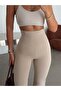 High Waist Spanish Flare Leggings - Stone - 3