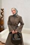 Belt Detailed Shirt Collar Tencel Dress - Khaki - 3