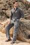 Khaki Tensel Fabric Men's Shirt and Trousers Set E7365 - 6