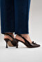 Women's Brown Pointed Toe Open Back Bow Detailed 8 cm Heeled Shoes Lorane - 8
