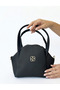 Women's Stylish Round-Line Double Handle Zippered Design Handbag - 3