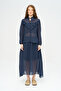 Women's Stand-Up Collar Ruffled Striped Shirt - 3